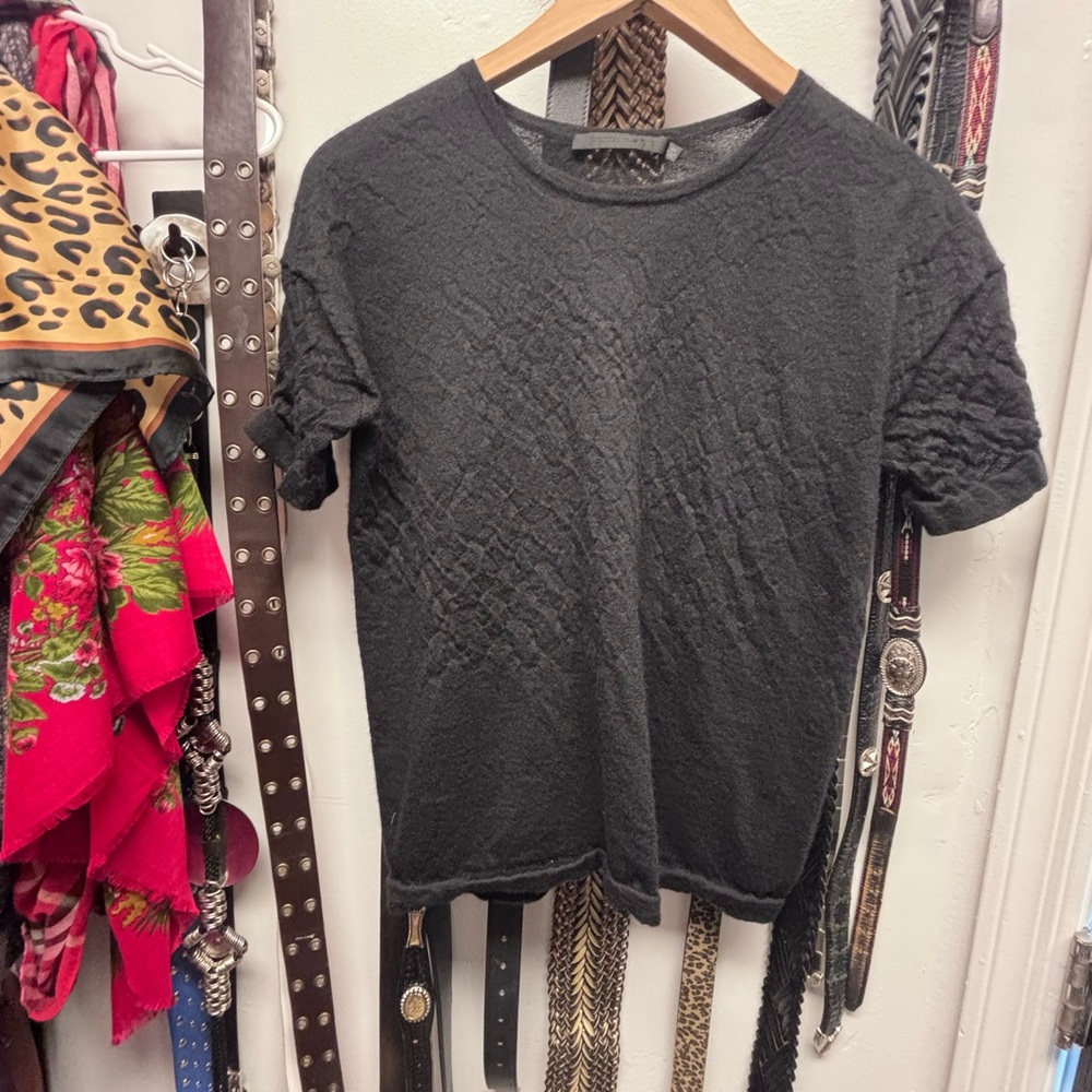 Jenni kayne  textured Short-Sleeve cashmere top